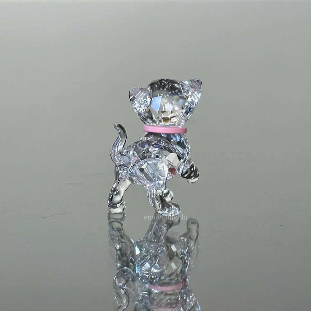 SOLD - Swarovski Crystal Kitten Standing With Pink Collar Figurine Cat 1193537 - Picture 6 of 10